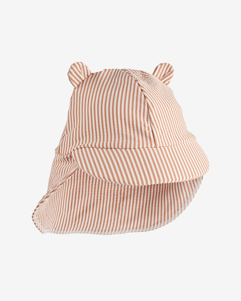 Solhatt UV 40+ - Badehatt m/ Nakkeskygge | Senia Seersucker Sun Hat With Ears
