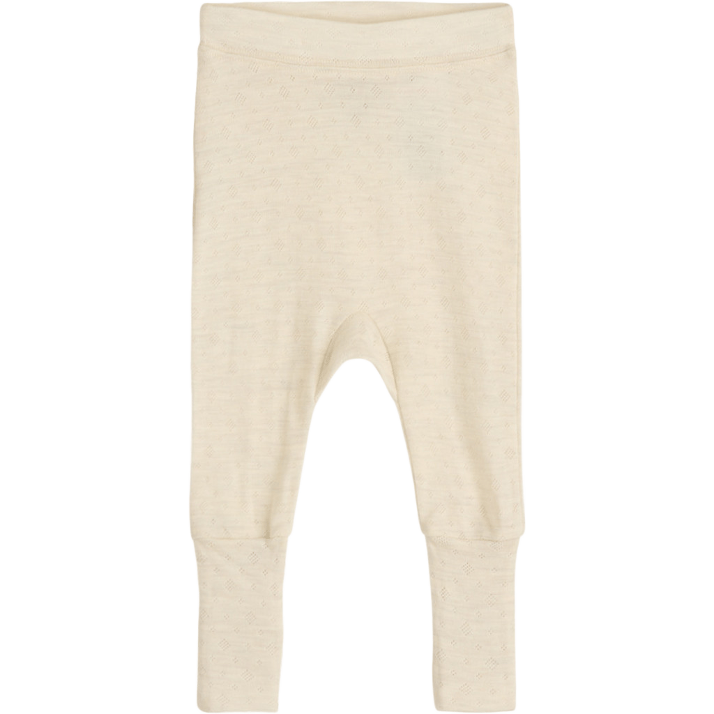 Leggings med trylleføtter – Pointelle, 85% Merino, 15% Silke | HCGils, Off White Tofu