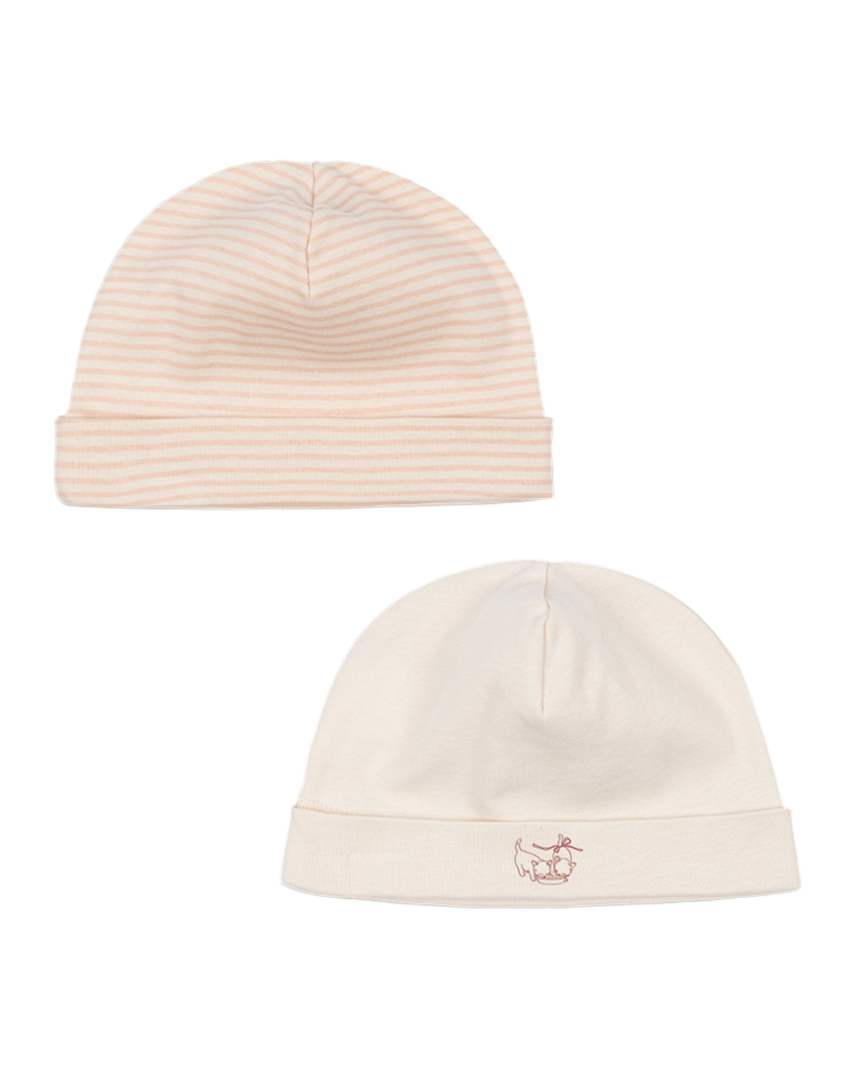2pk Babylue – Øko Bomull | Fio Beanie, Rosa Mix