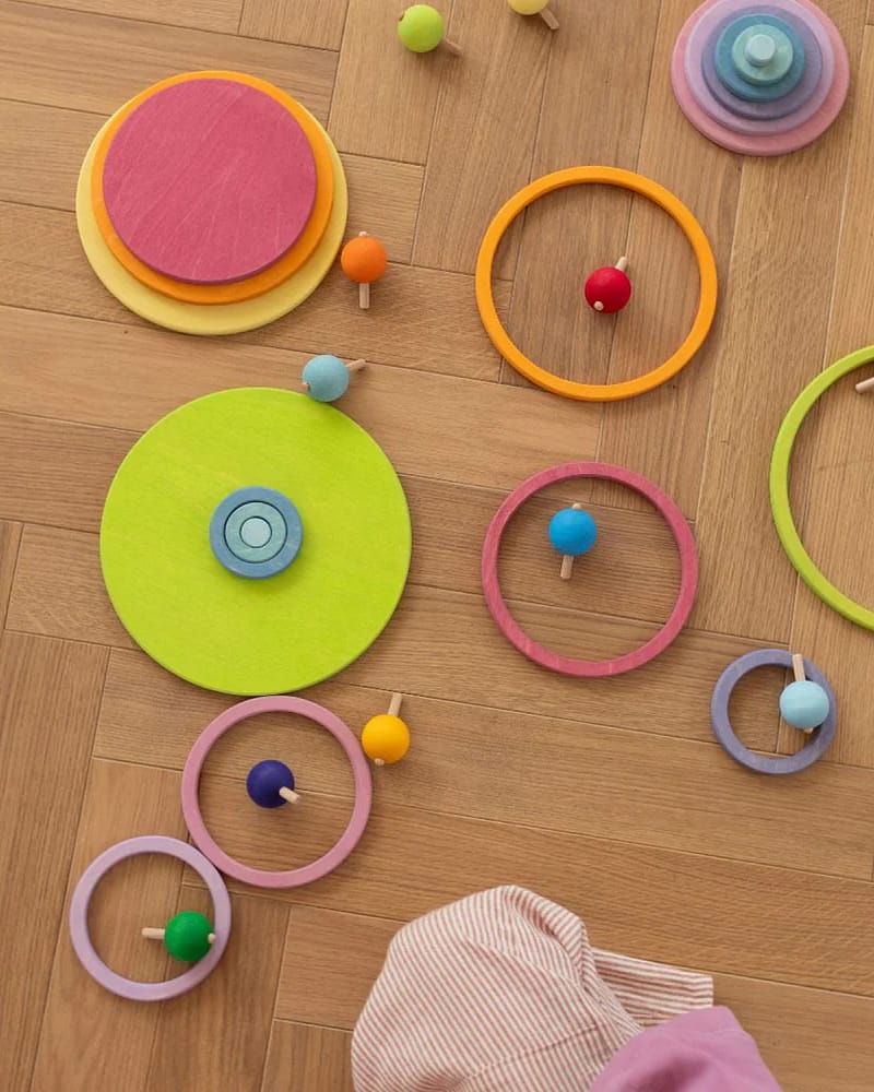 Sett med Snurrebass 6stk | Rainbow Spinning Top