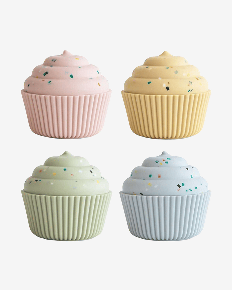 Lekemuffins i Silikon 4pk - ​​Badeleker & Lekemat | Mix and Match Cupcake Toy