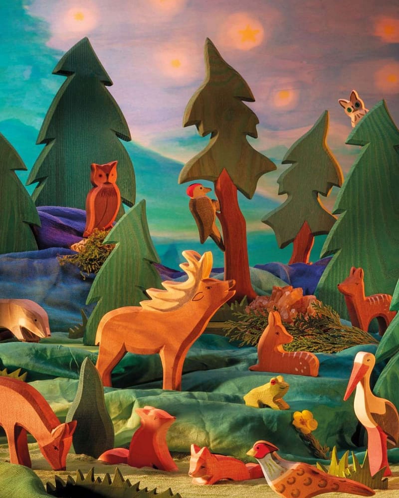 Hjort Lekedyr - Håndlaget Trefigur | Dyrefigurer Skog