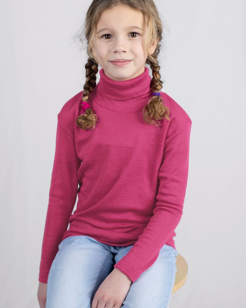 Ulltrøye med Turtleneck - 70% Merino 30% Silke - Ubehandlet Ull