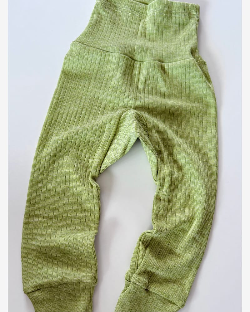 Bukse Rib m/ høyt liv – 45% Bomull, 35% Merino, 20% Silke – Ubehandlet Ull