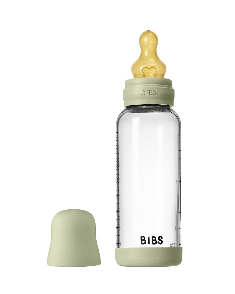 BIBS Tåteflaske i Glass med silikonbunn