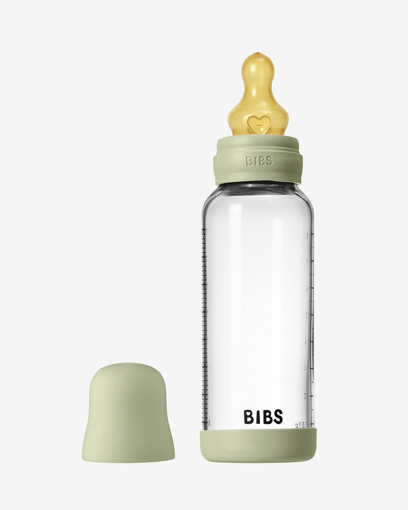 BIBS Tåteflaske i Glass med silikonbunn