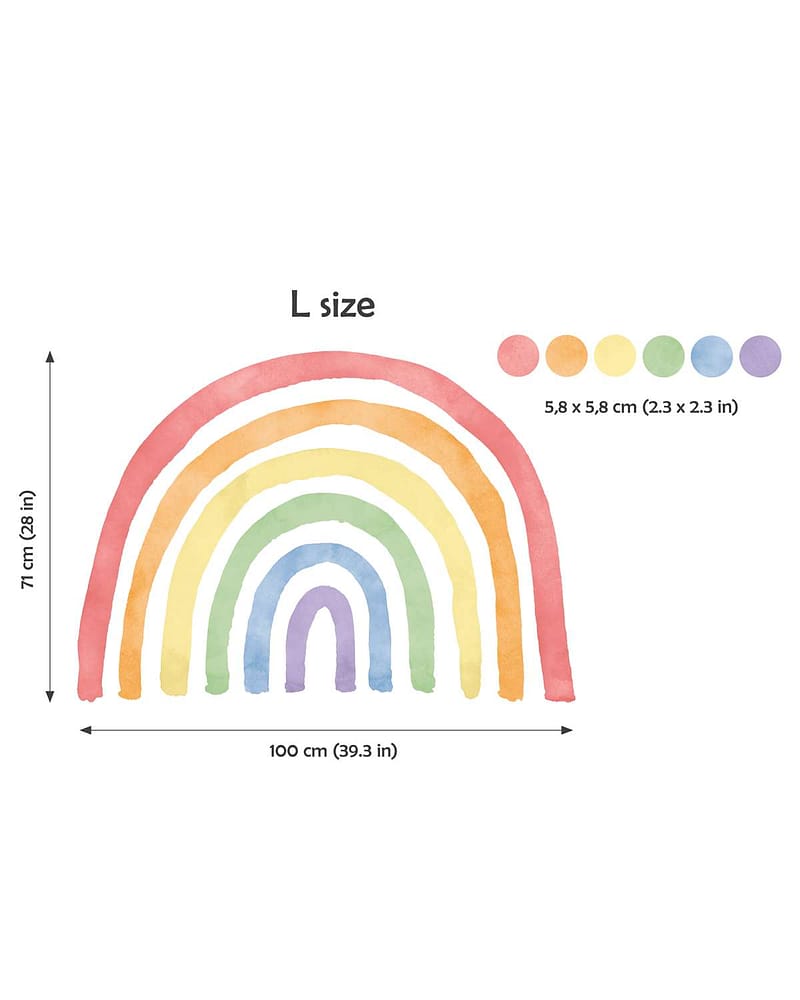 Wallstickers Regnbue og Dots - ØKO Veggklistremerker Barnerom