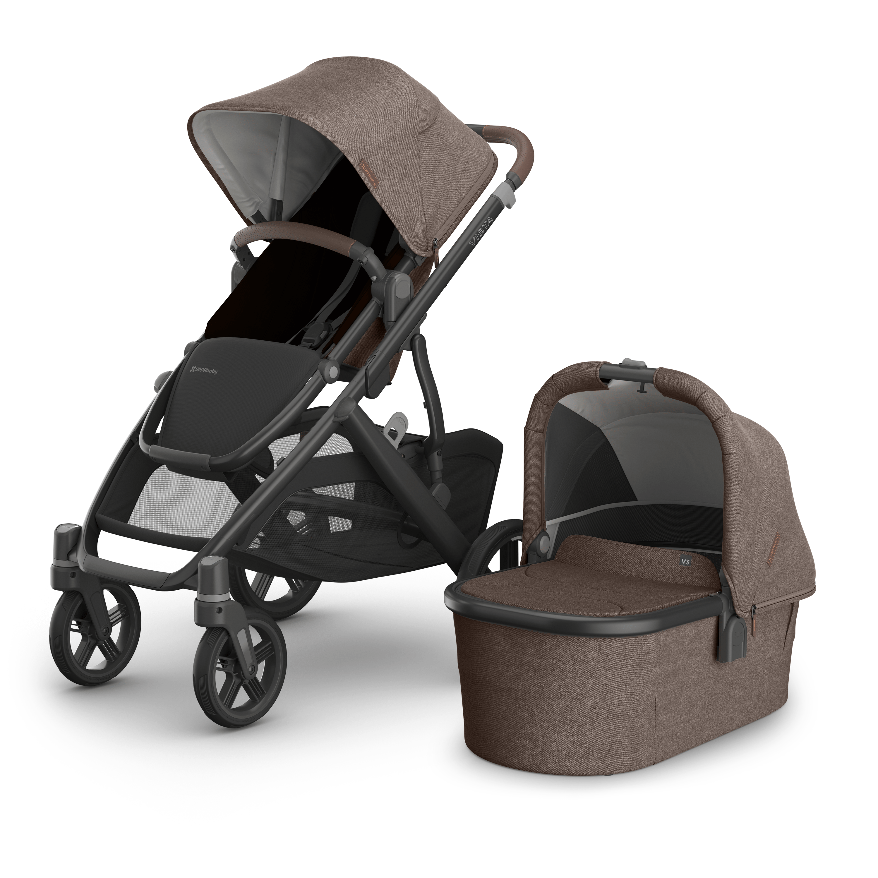 Vista V3 Duo Barnevogn – Fra Nyfødt til 22 kg/4 år, Oven - Mocha Melange