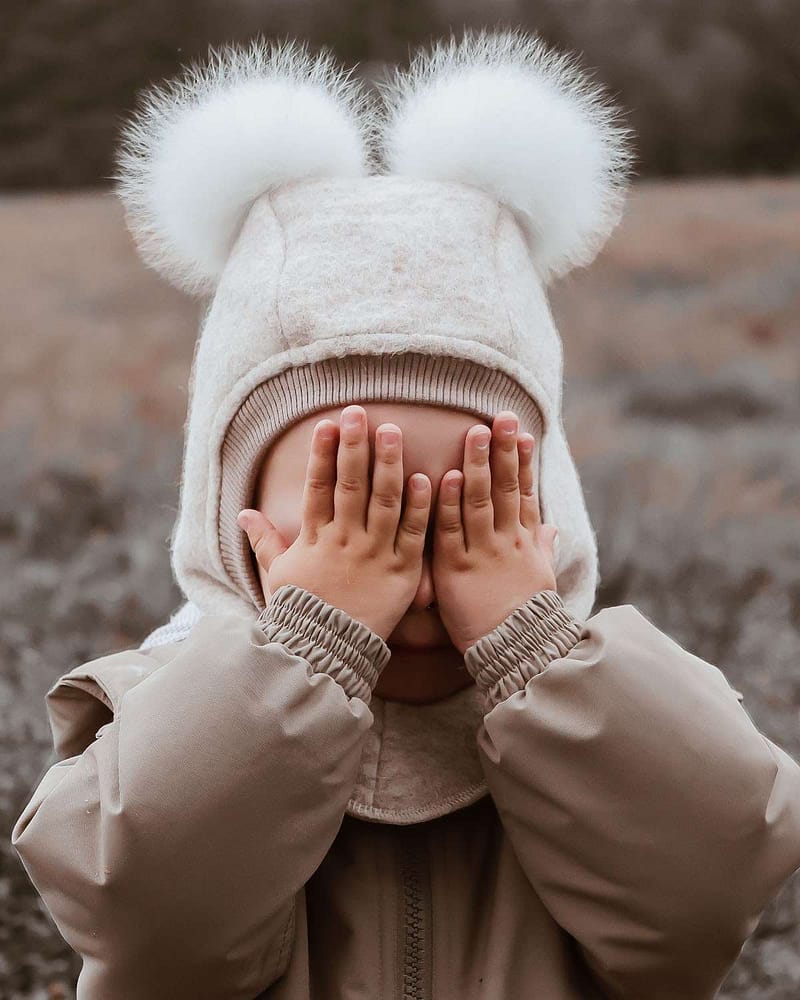 Balaclava Ull 2-Lags - Børstet Ullfleece | Alpaca Pompoms