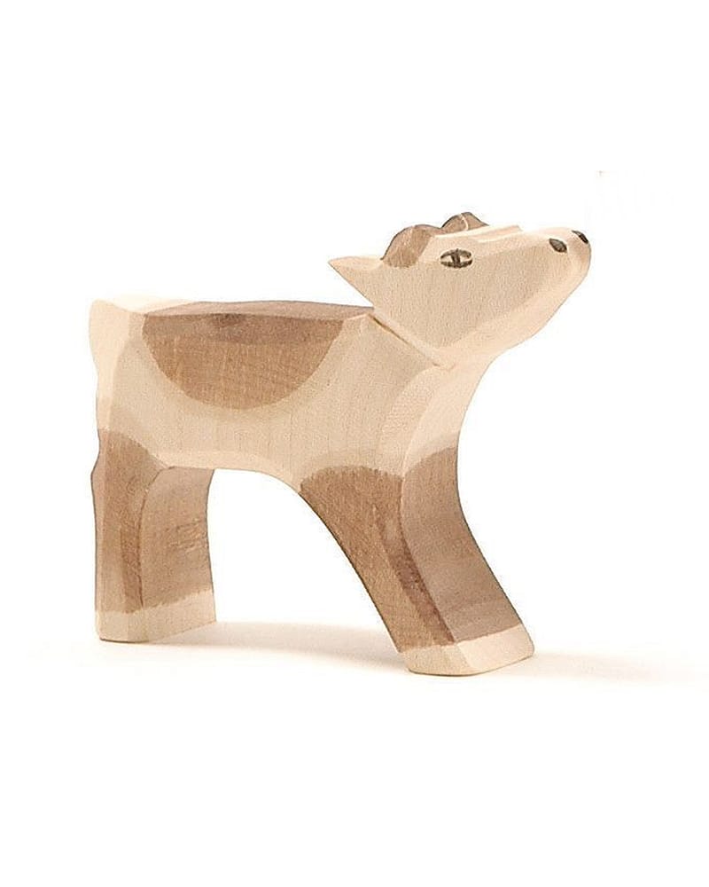 Reinsdyrkalv Lekedyr – Håndlaget Trefigur | Dyrefigurer Skog