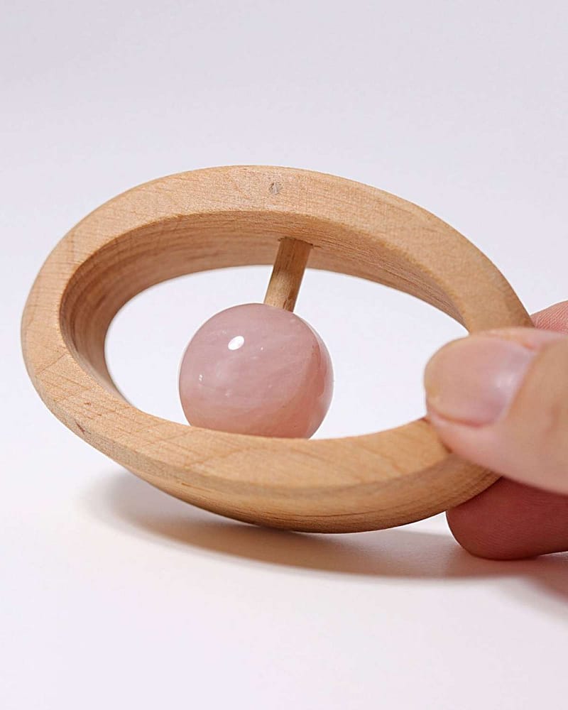 Rangle og Gripeleke - Treleke m/ Edelsten | Rattle Rose Quartz