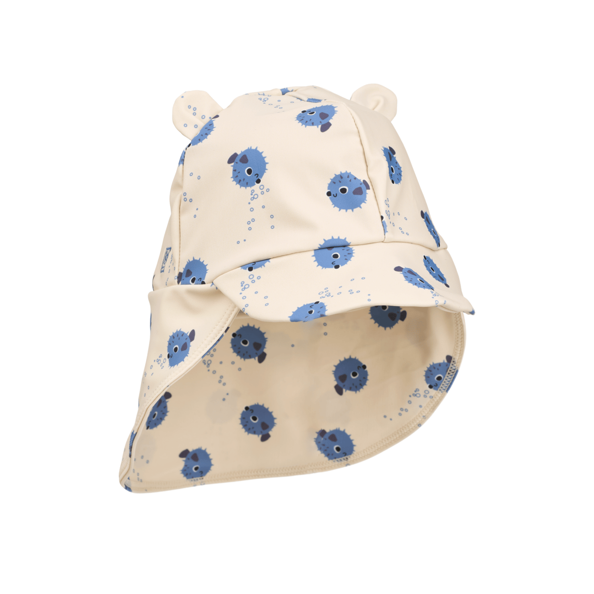 Solhatt UV 40+ – Badehatt m/ Nakkeskygge | Senia Sun Hat With Ears, Pufferfish / Sandy