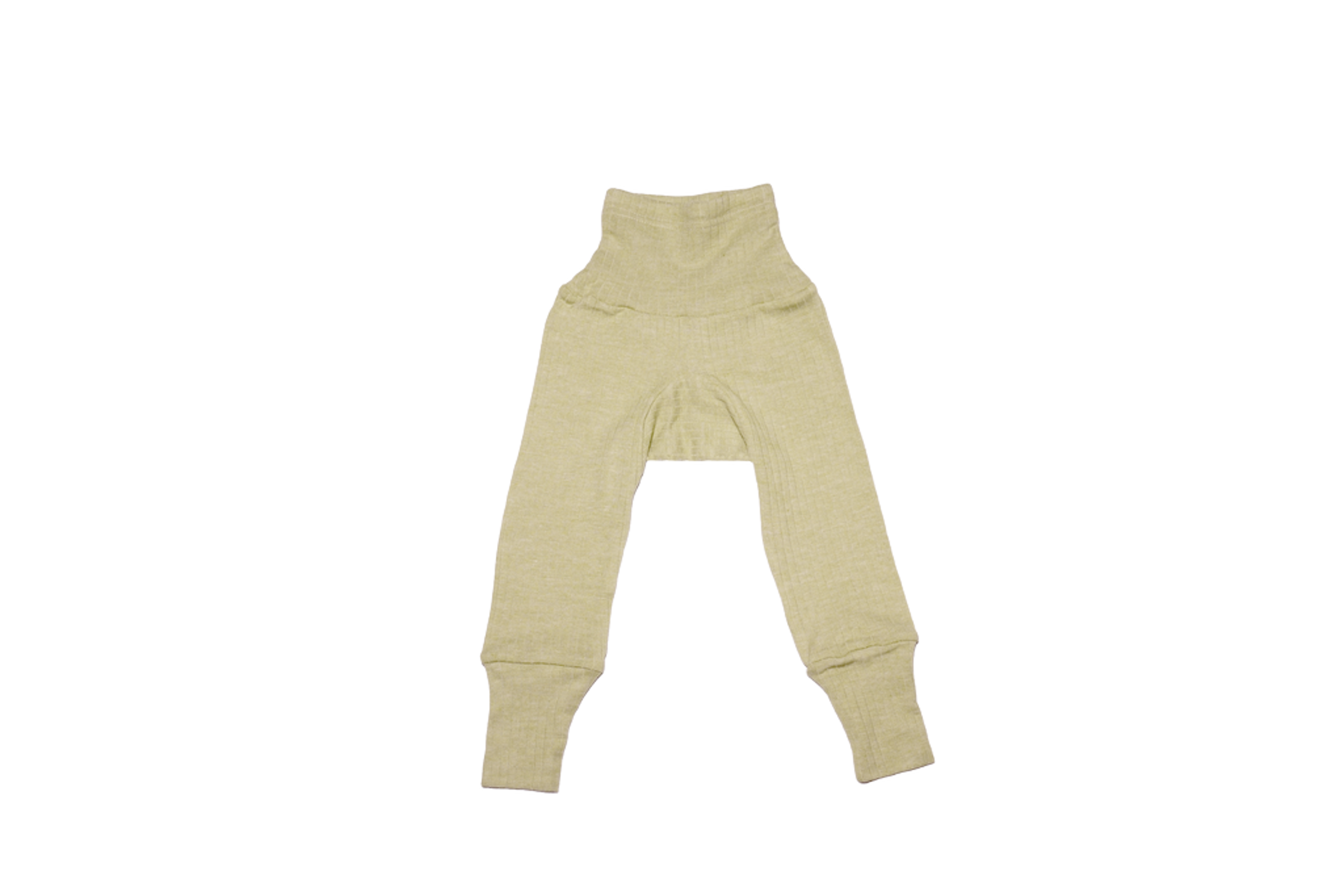 Bukse Rib m/ høyt liv – 45% Bomull, 35% Merino, 20% Silke – Ubehandlet Ull