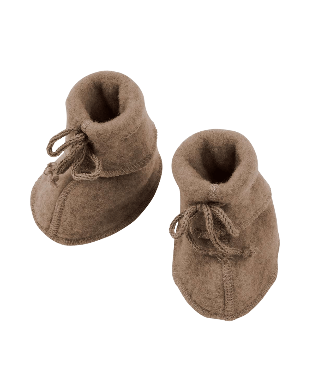 Ulltøfler Baby – Varm Ullfleece, 100% Merino, Ubehandlet Ull | Baby-Bootees, Brun - Walnut Melange