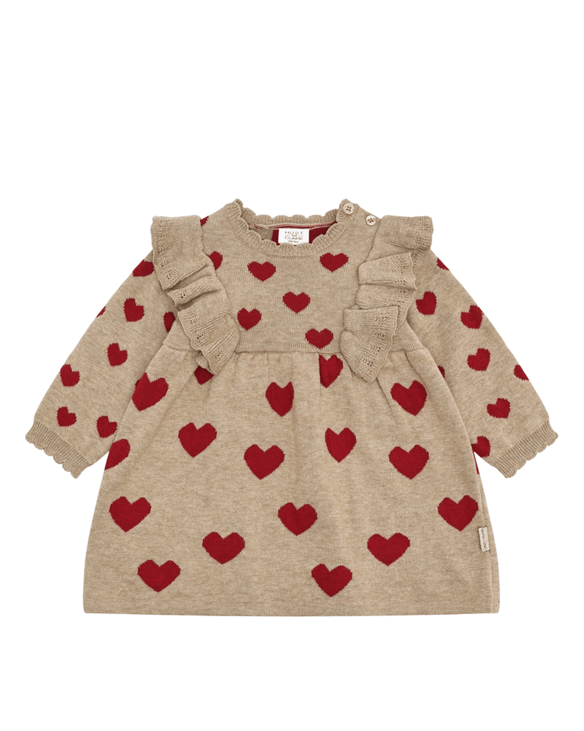 Kjole Baby – 100% Øko Jersey | Kristel heart, Beige - Biscuit