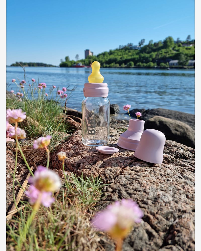 BIBS Tåteflaske i Glass 110 ml - Komplett Sett