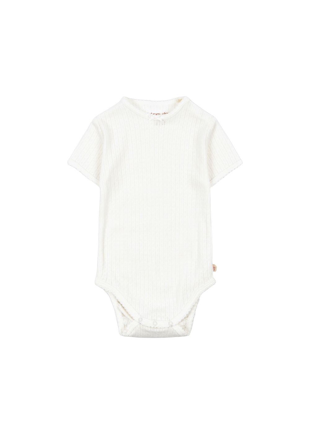 Body Kortermet – 100% Øko Bomull, Pointelle | Minnie Short Sleeve Body, Optic White
