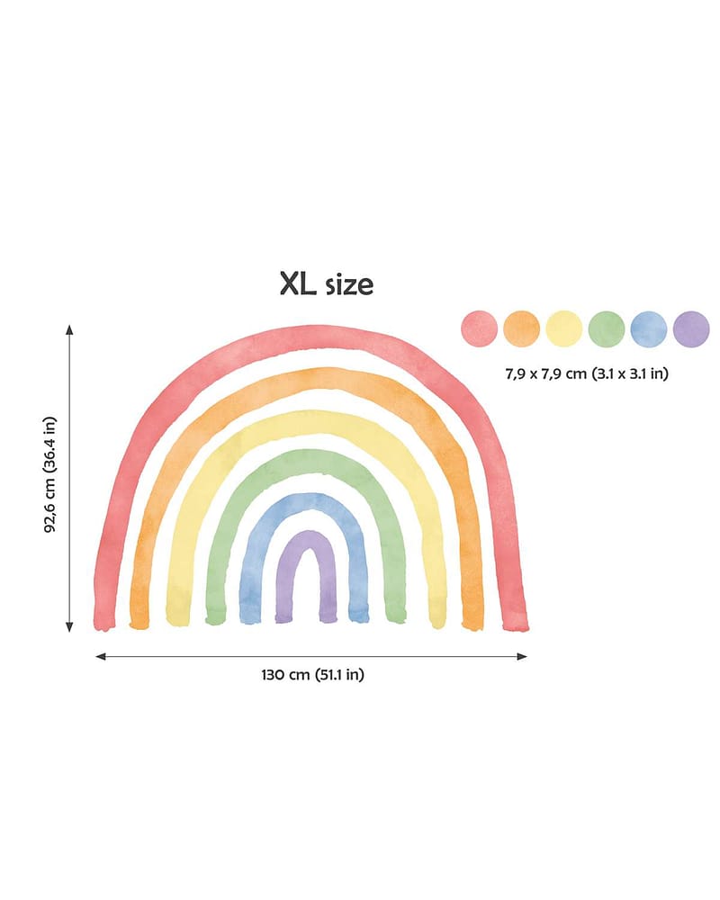 Wallstickers Regnbue og Dots - ØKO Veggklistremerker Barnerom