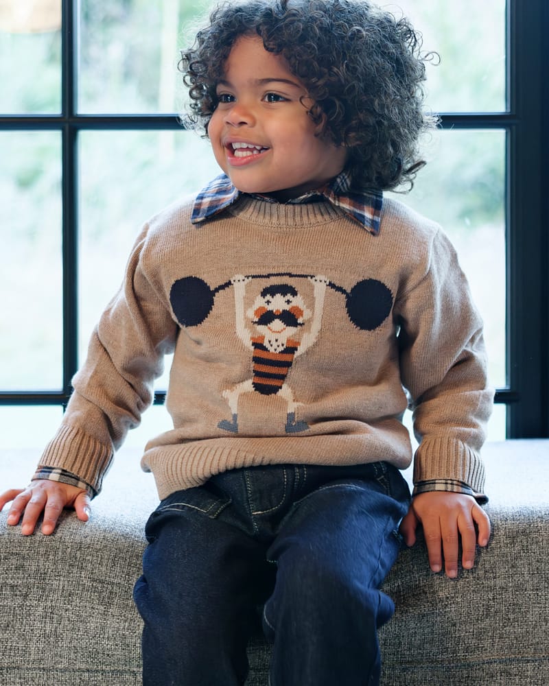 Genser Barn - 100% Bomull | Pelle Knit Strong Man