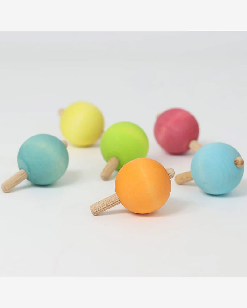 Sett med Snurrebass 6stk | Pastel Spinning Top