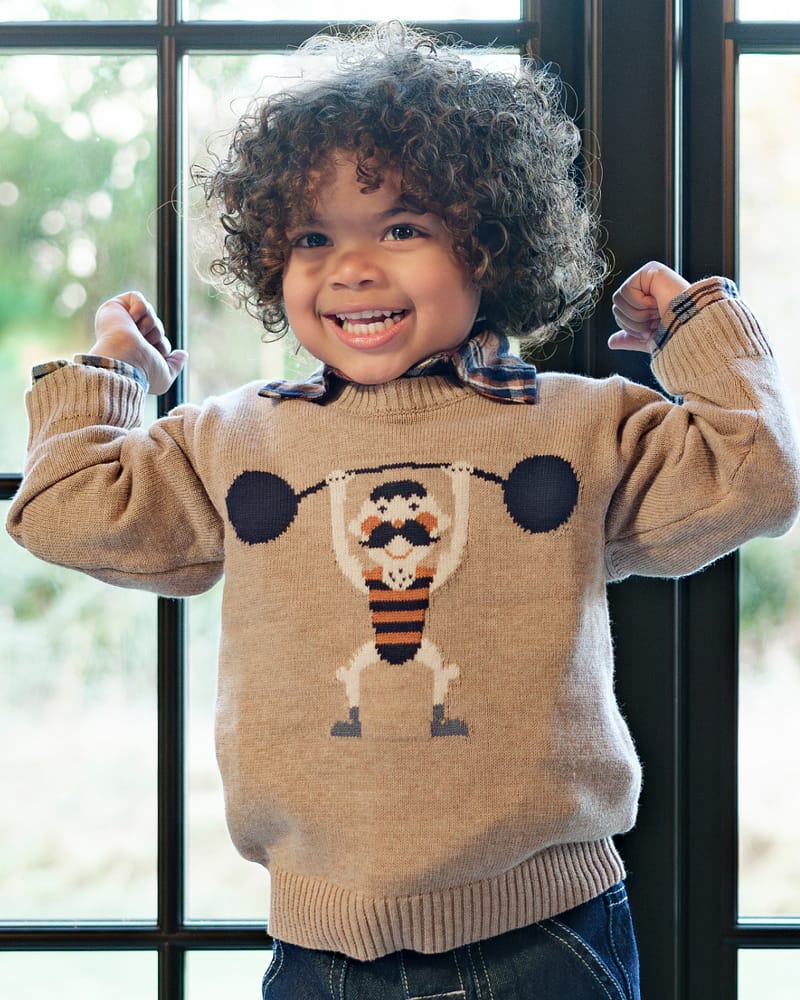 Genser Barn - 100% Bomull | Pelle Knit Strong Man