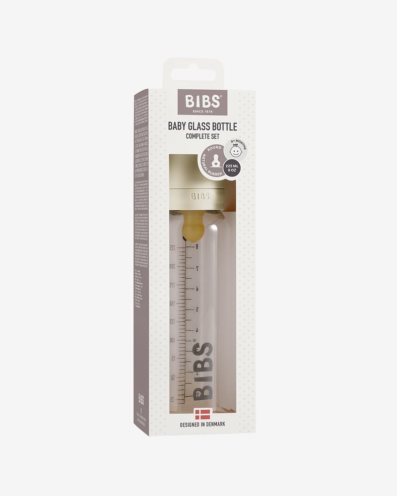 BIBS Tåteflaske i Glass 225 ml - Komplett Sett
