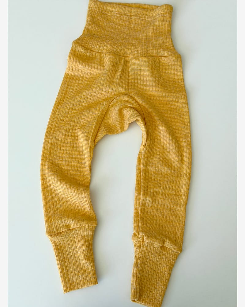 Bukse Rib m/ høyt liv – 45% Bomull, 35% Merino, 20% Silke – Ubehandlet Ull