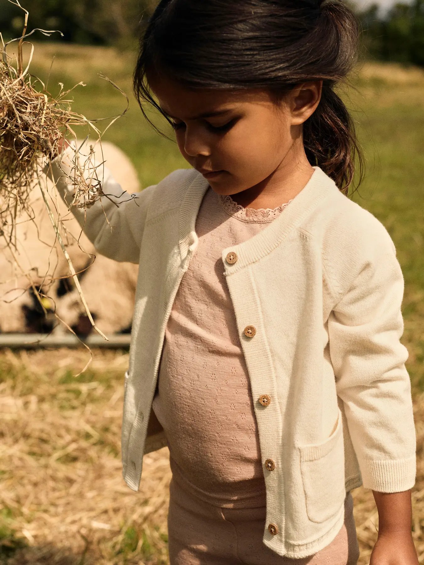Cardigan i Ull – Turtledove Melange, Ecru - Turtledove Melange