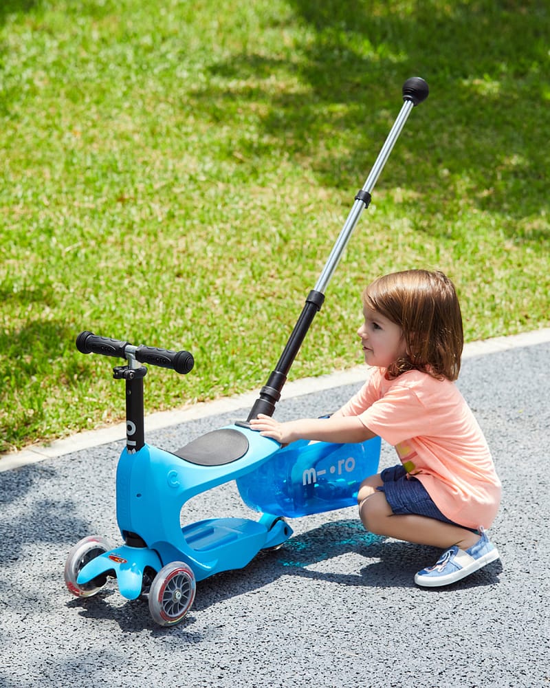 Sparkesykkel og Løpesykkel M/ Foreldrehåndtak - Micro Mini2go Deluxe Plus | 18m-5år