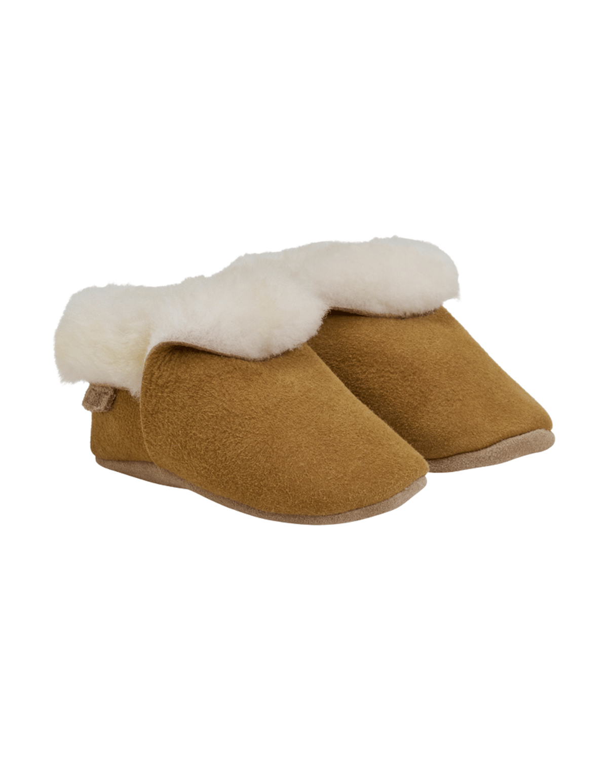 Ulltøfler i Semsket Skinn – Varm | Slippers w. Wool Teddy, Dull Gold