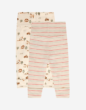 Leggings Baby m/ dobbelt liv 2pk - Bomull, Elastan | HCLuca