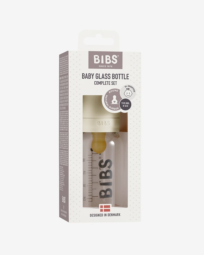 BIBS Tåteflaske i Glass 110 ml - Komplett Sett