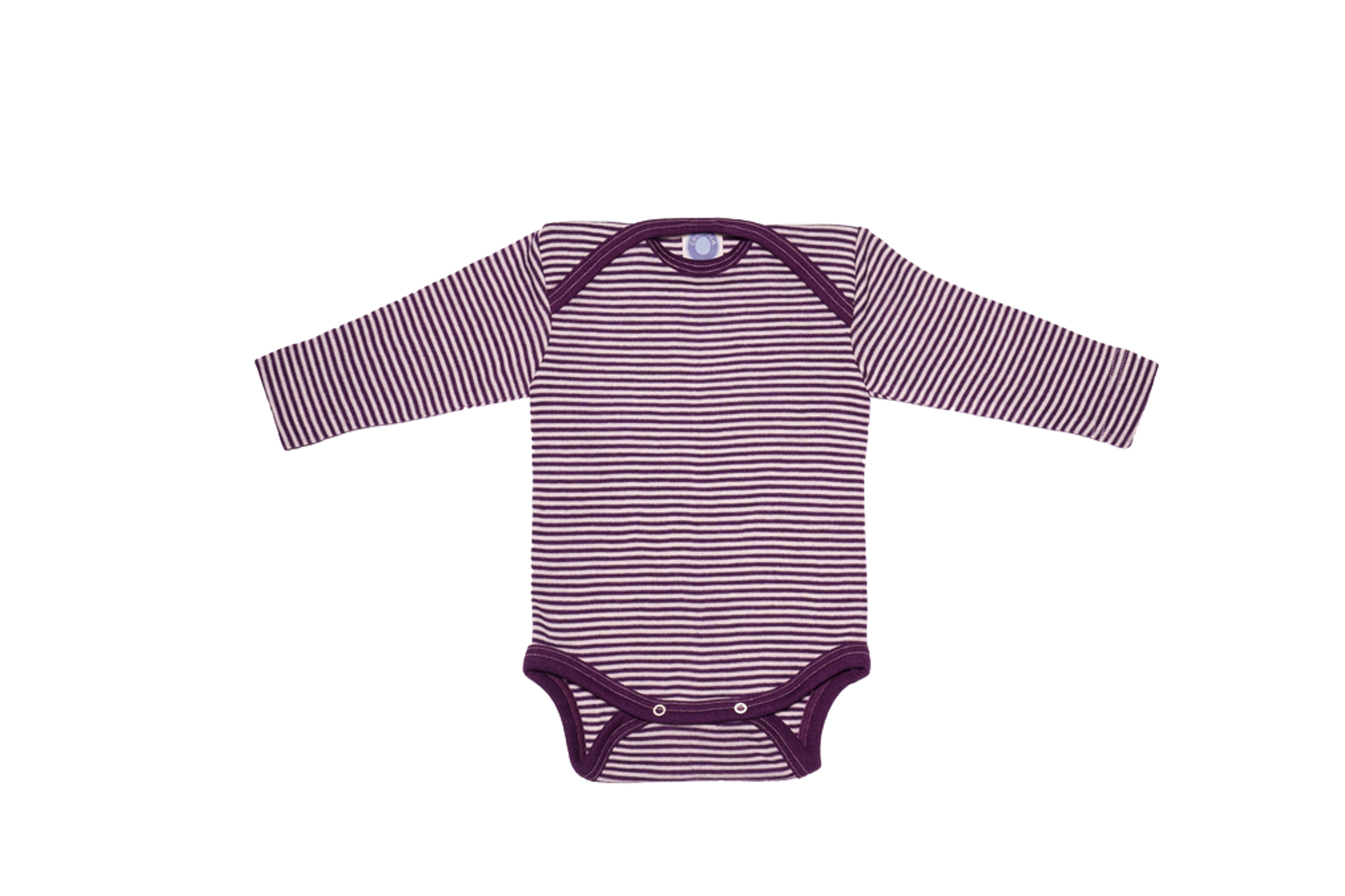 Ullbody – 70% Merino, 30% Silke – Ubehandlet Ull, Lilla/Plomme Striper
