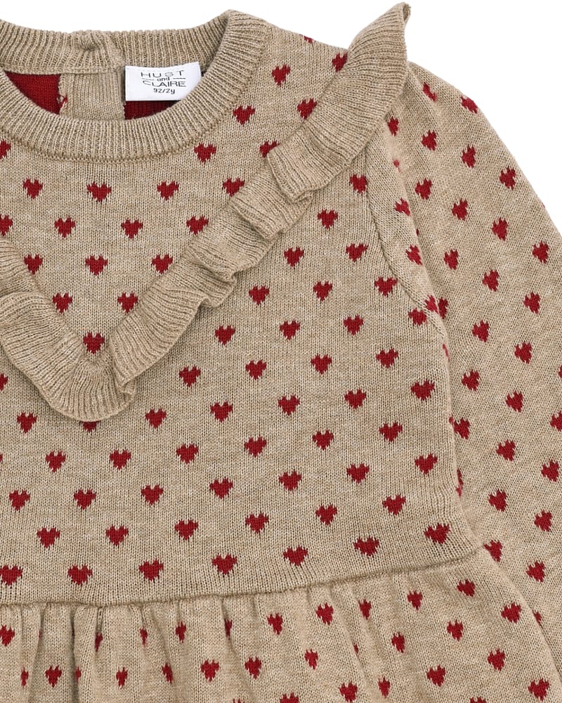 Kjole Barn med Print - Karina hearts - Biscuit
