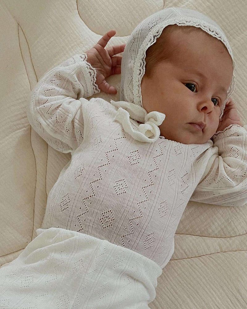 Babylue med blonde - Ull 85%