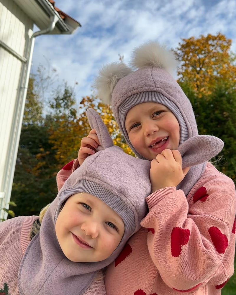 Balaclava Ull 2-lags - Kaninører, Børstet Ullfleece | Ears Wool