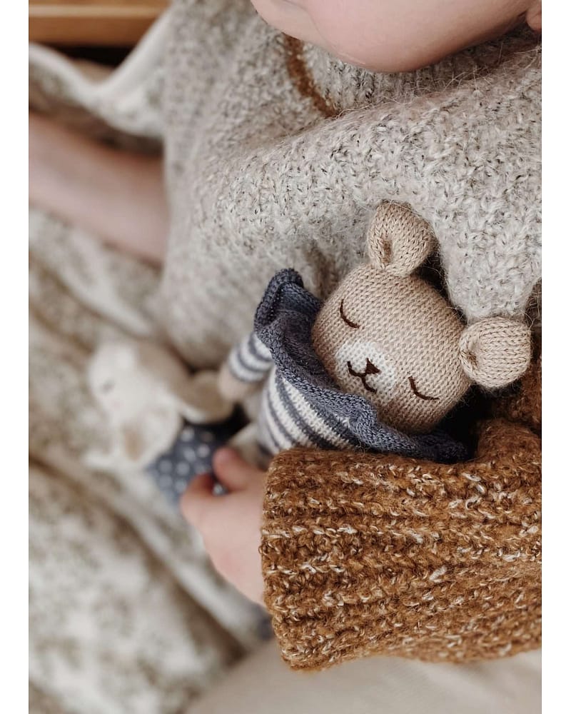 Kosebamse - Håndstrikket Alpakkaull - Unik Nyfødtbamse