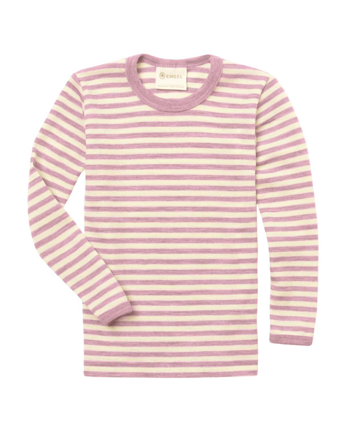 Ulltrøye Langarmet – 100% Ubehandlet Ull | Children’s shirt, long sleeved, Striper Rosa/Nature