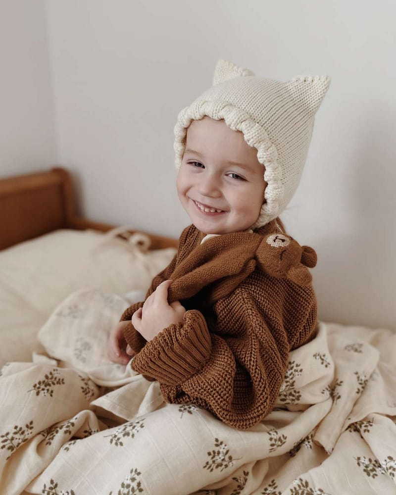 Koseklut Bamse - Håndstrikket Alpakkaull | Knitted Cuddle Cloth