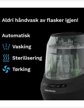 Baby Brezza Bottle Washer Pro | "Vaskemaskin" og Sterilisator med Tørk - Ingen forvask!