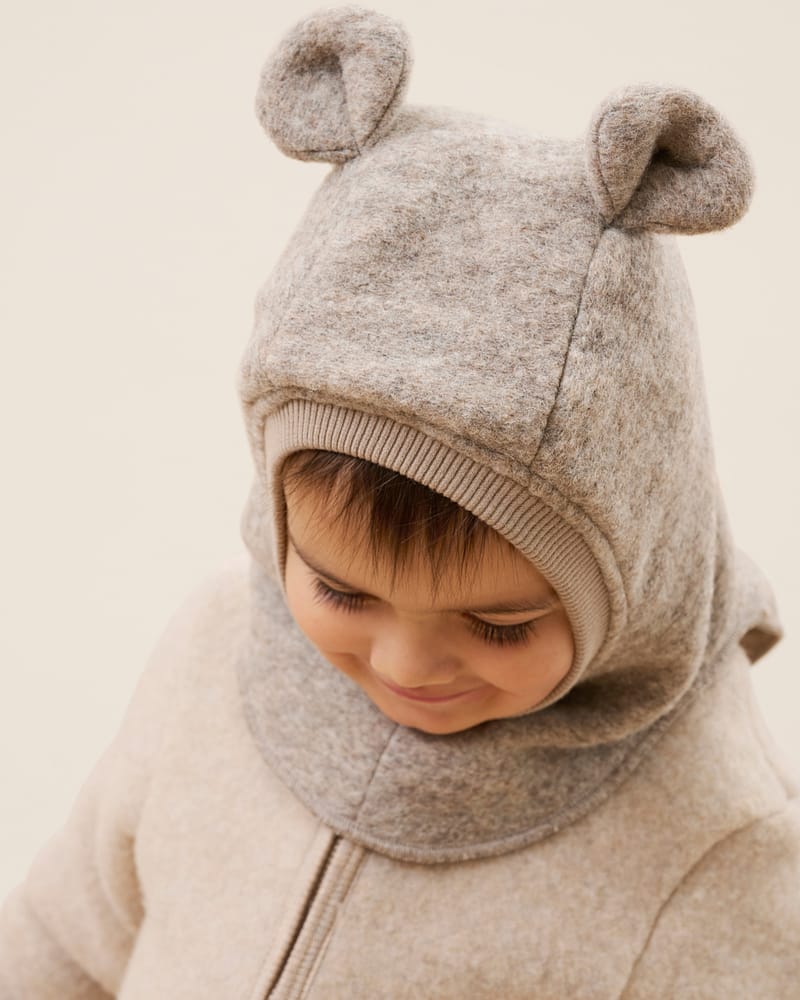 Balaclava Ull 2-lags - Bamseører, Børstet Ullfleece | Ears Wool