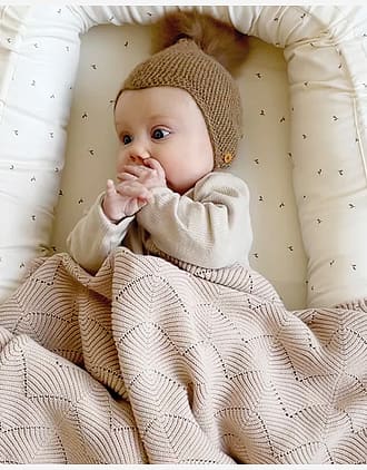 Babyteppe - 80x100 - Strikket Øko Bomull | Scallop Knit Blanket