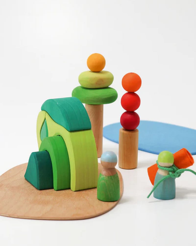 Småverden i Skogen - Byggesett i Tre 19stk | Small world play in the woods