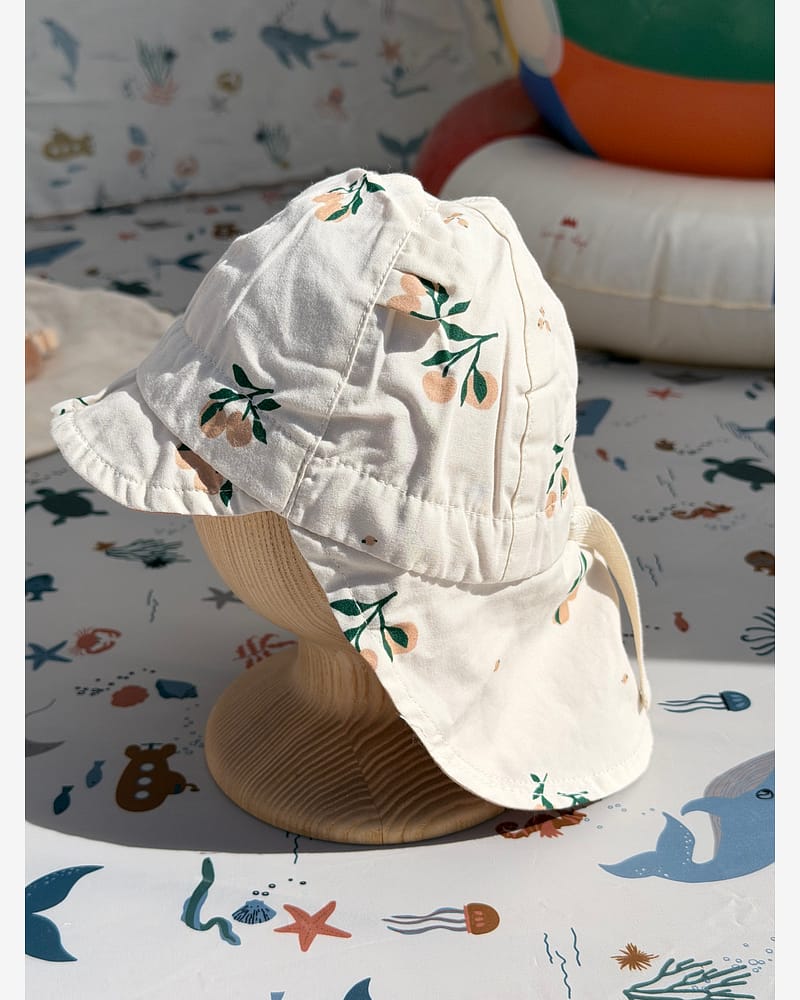 Solhatt m/ Nakkeskygge - Reversibel, 100% Øko Bomull | Gorm