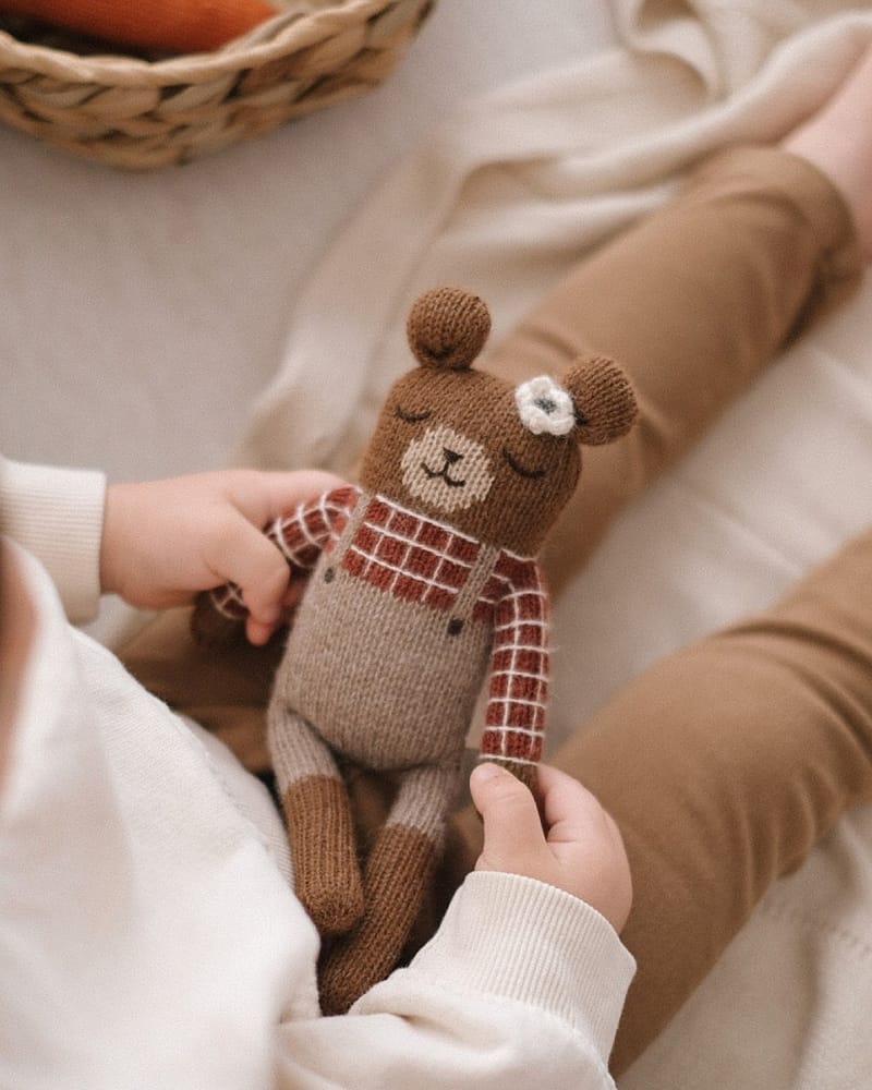 Kosebamse - Håndstrikket Alpakkaull | Teddy Knit Toy