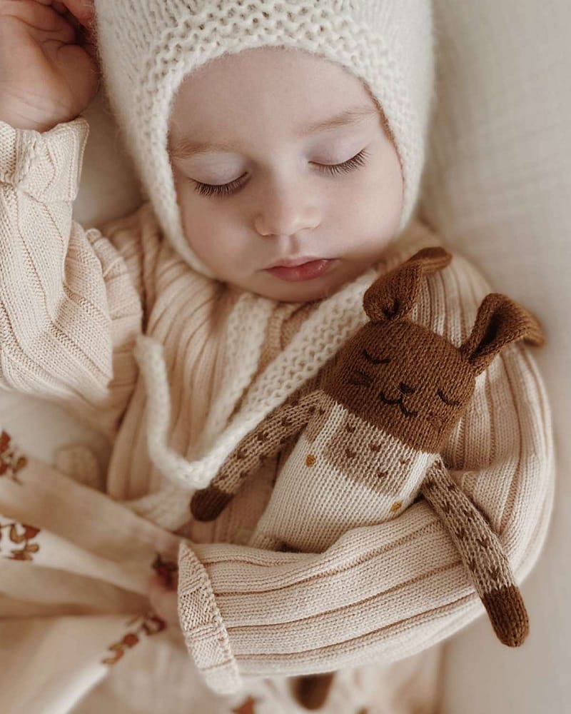 Kosebamse - Håndstrikket Alpakkaull - Unik Nyfødtbamse