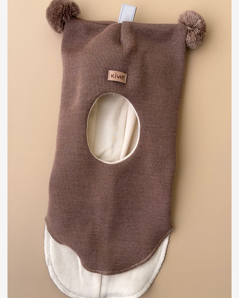 Balaclava Ull m/ Bomullsjersey fôr og Vindstopper | Ubehandlet Ull