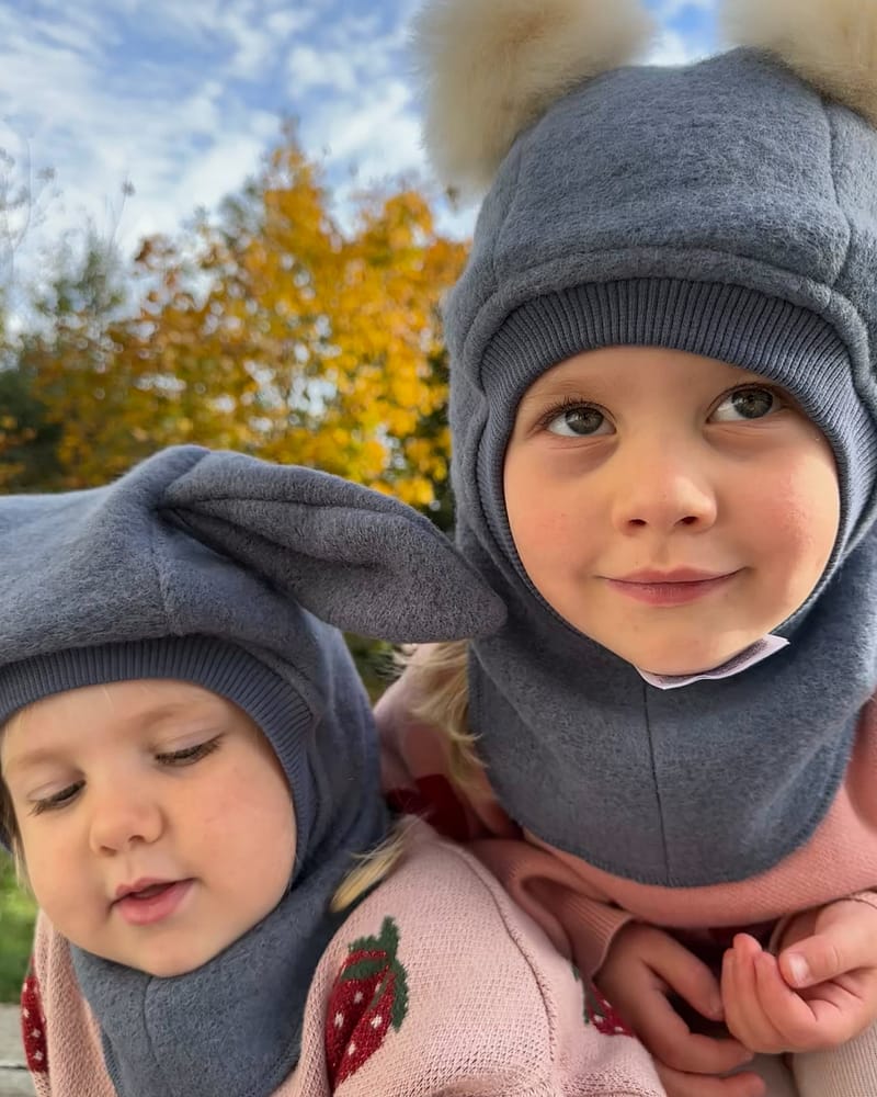 Balaclava Ull 2-Lags - Børstet Ullfleece | Alpaca Pompoms