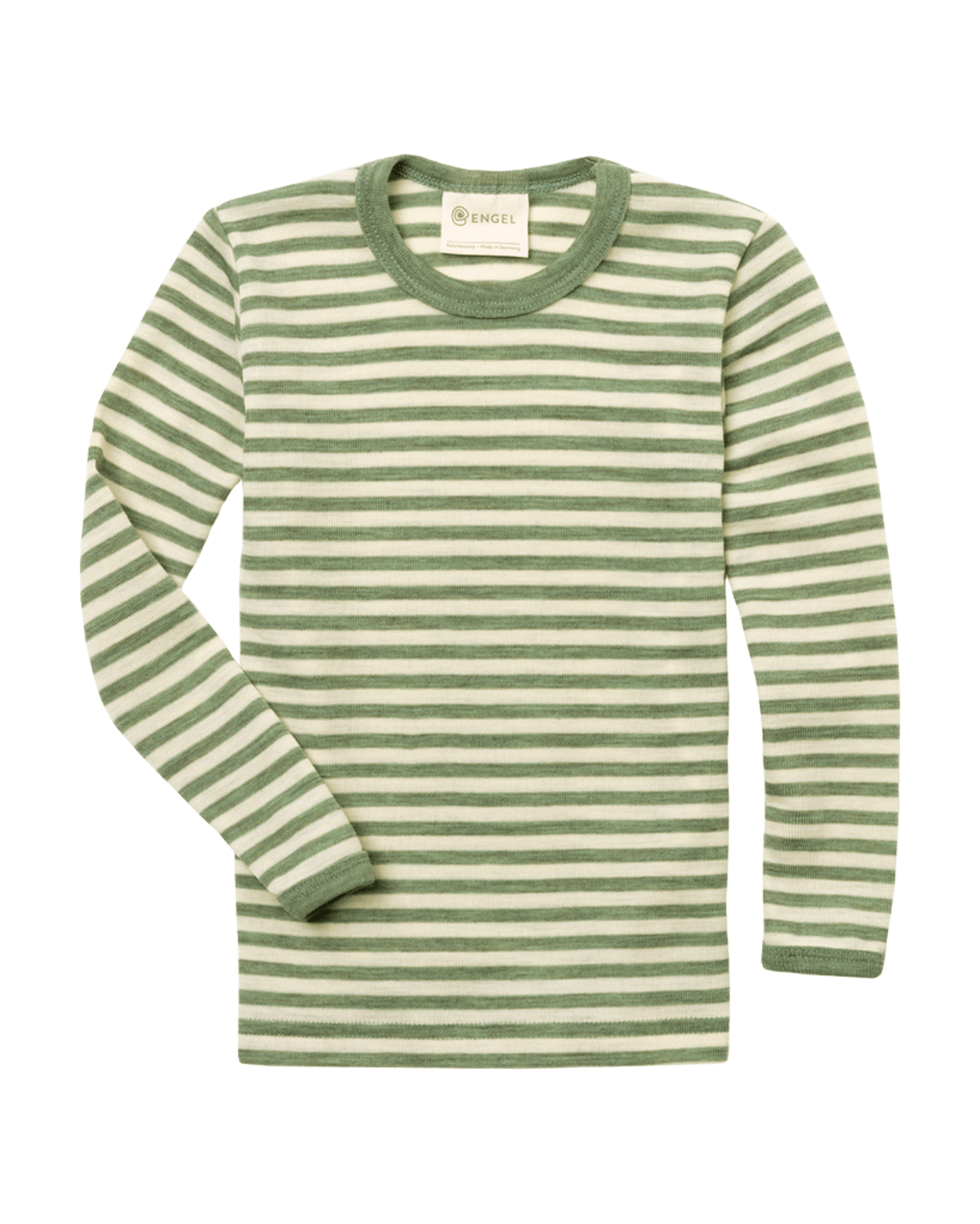 Ulltrøye Langarmet – 100% Ubehandlet Ull | Children’s shirt, Striper Grønn/Nature