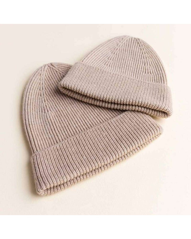 Ull Beanie barn - 100% Merino, Ubehandlet - Rib Lue Fonzie